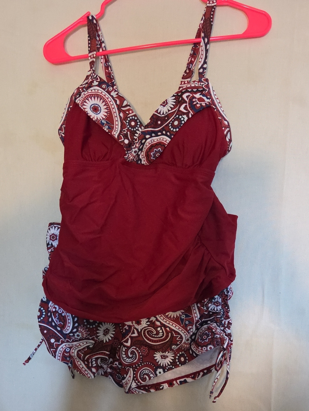 Red Paisley Tankini Swim Set